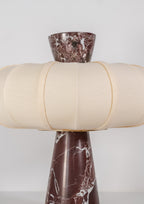 Andorra Table Lamp 2.0 | Levanto Red Marble, Light Ivory Cotton Shade