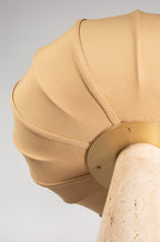 Andorra Table Lamp 2.0 | Romano Beige Travertine, Golden Ochre Cotton Shade